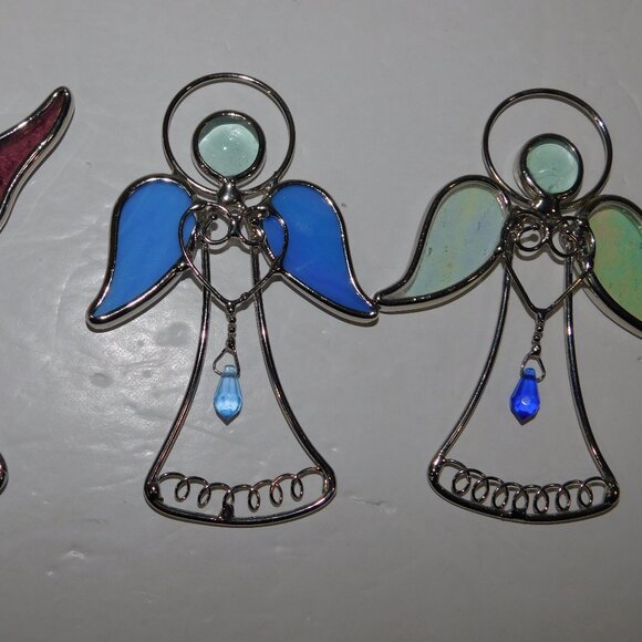 Set 3 Stained Glass Angel Christmas Tree Ornaments - Picture 3 of 5